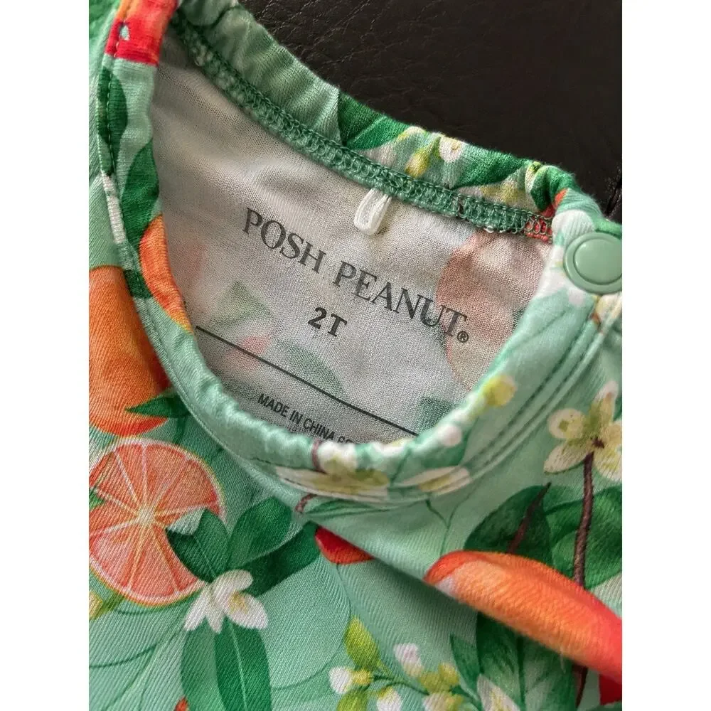 Posh Peanut Arancia Citrus Orange Blossom Bamboo Twirl Bodysuit Dress 2T